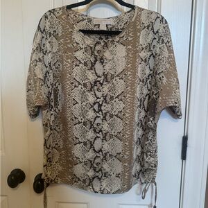 Michael Kors Snake Print Blouse - Black, Cream, Tan